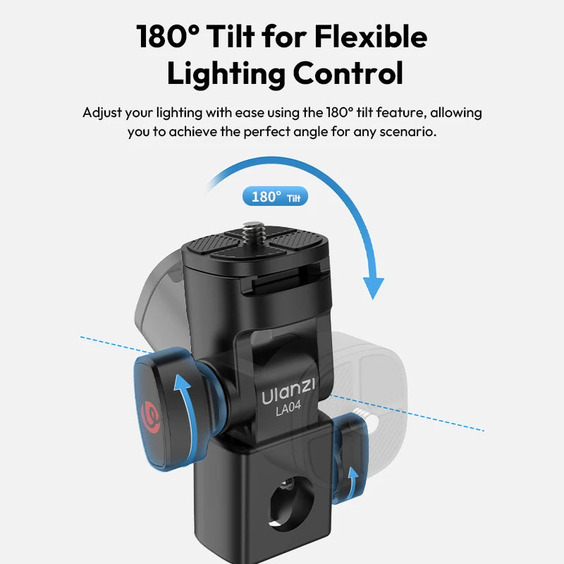 Light Stand Adapter with 1/4-Inch (6.35 mm) Mount and Cold Shoe Quick-Release Plate for Phone Stands, Cameras & Video Fill Lights