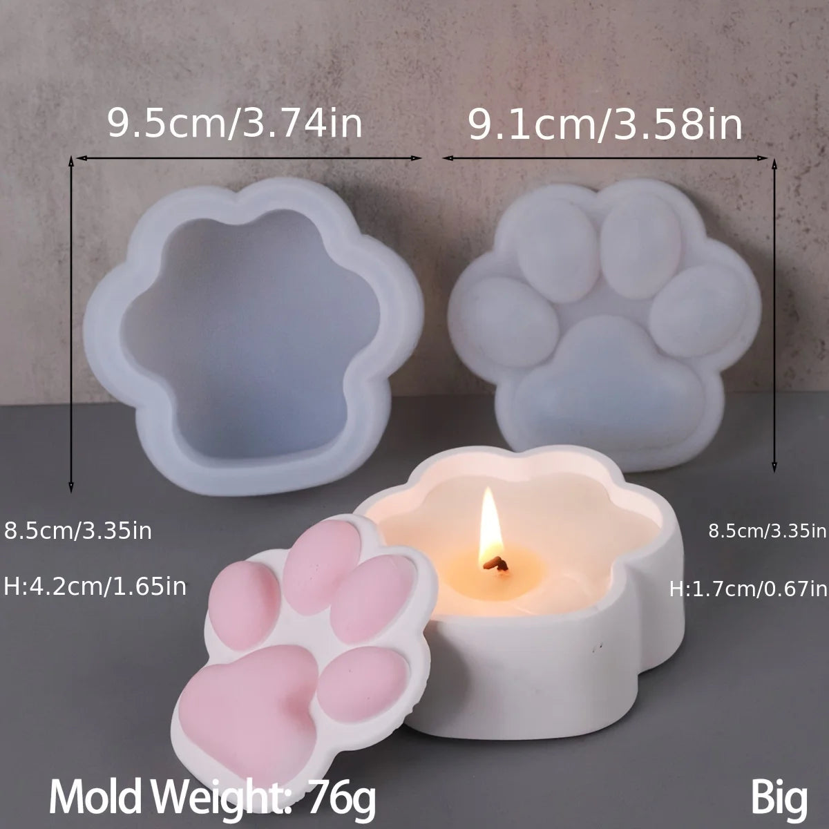 Cat Claw Silicone Mold with Lid - DIY Candle Jar, Resin & Concrete Casting Mold for Storage Box and Ashtray