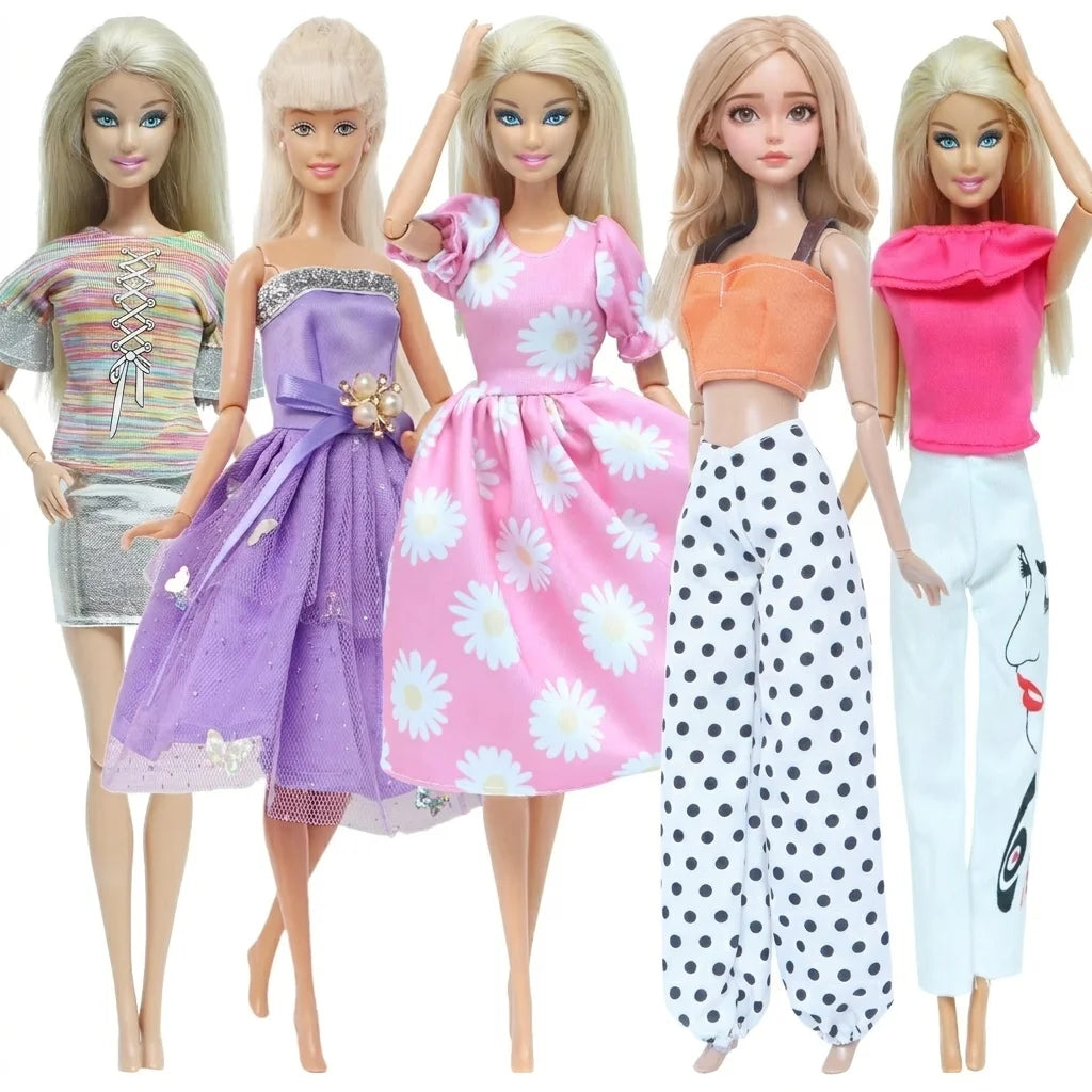 Handmade 1/6 Scale Doll Outfits - 3 or 5-Pack Casual Dresses, Blouses, Skirts & Pants for 11.5–12 in (29–30.5 cm) Dolls