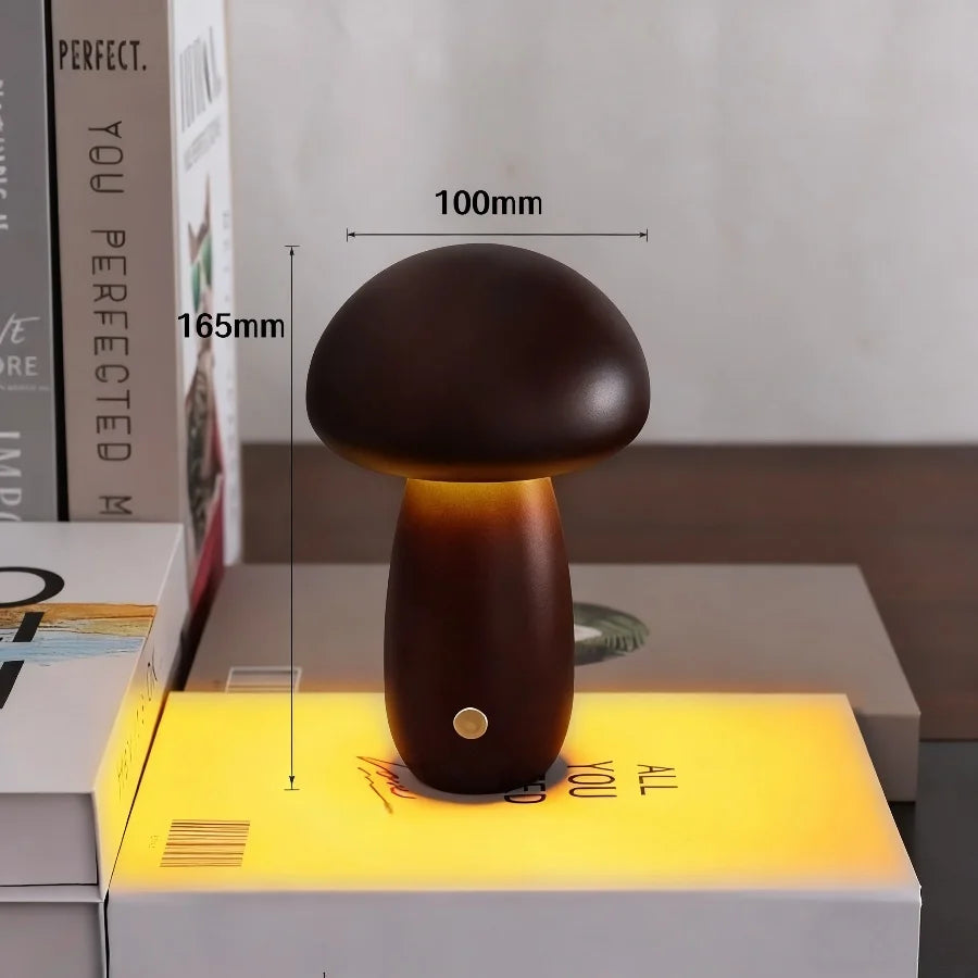 Rechargeable Mushroom Night Light - Dimmable Touch LED Bedside Lamp for Bedroom, Kids & Nursery