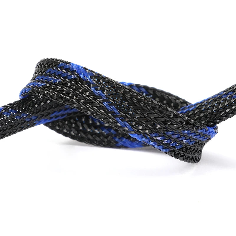 Expandable PET Braided Cable Sleeve 3–30mm (0.12–1.18in) High-Density Spiral Wrap — Insulated Wire Protector, Black/Blue, Red, UV Green/Yellow, Purple