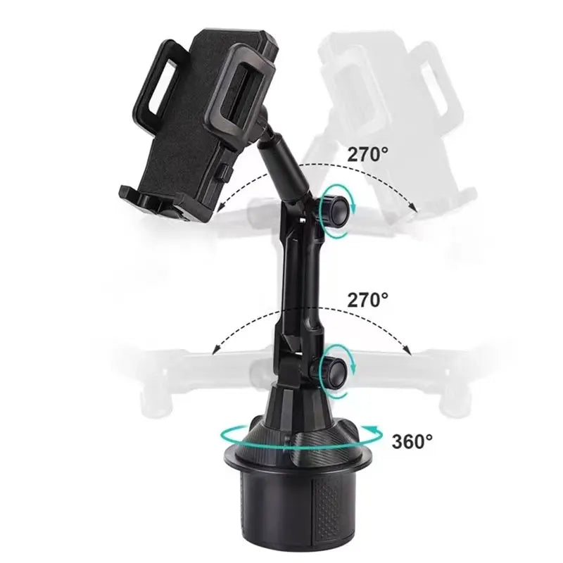 Universal Adjustable Car Cup Holder Phone Mount – Anti-Slip Long-Arm Cell Phone Holder for Navigation