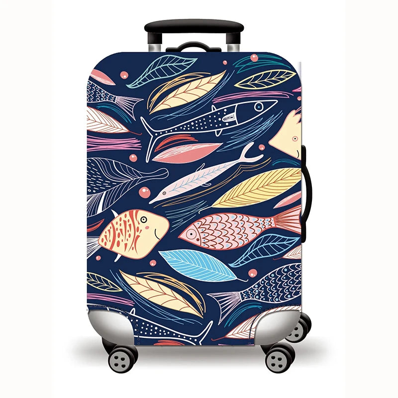 Elastic Stretch Printed Luggage Cover with Zipper & Buckle – Fits 18–32 Inch (46–81 cm) Suitcases – Durable Travel Trolley Protector
