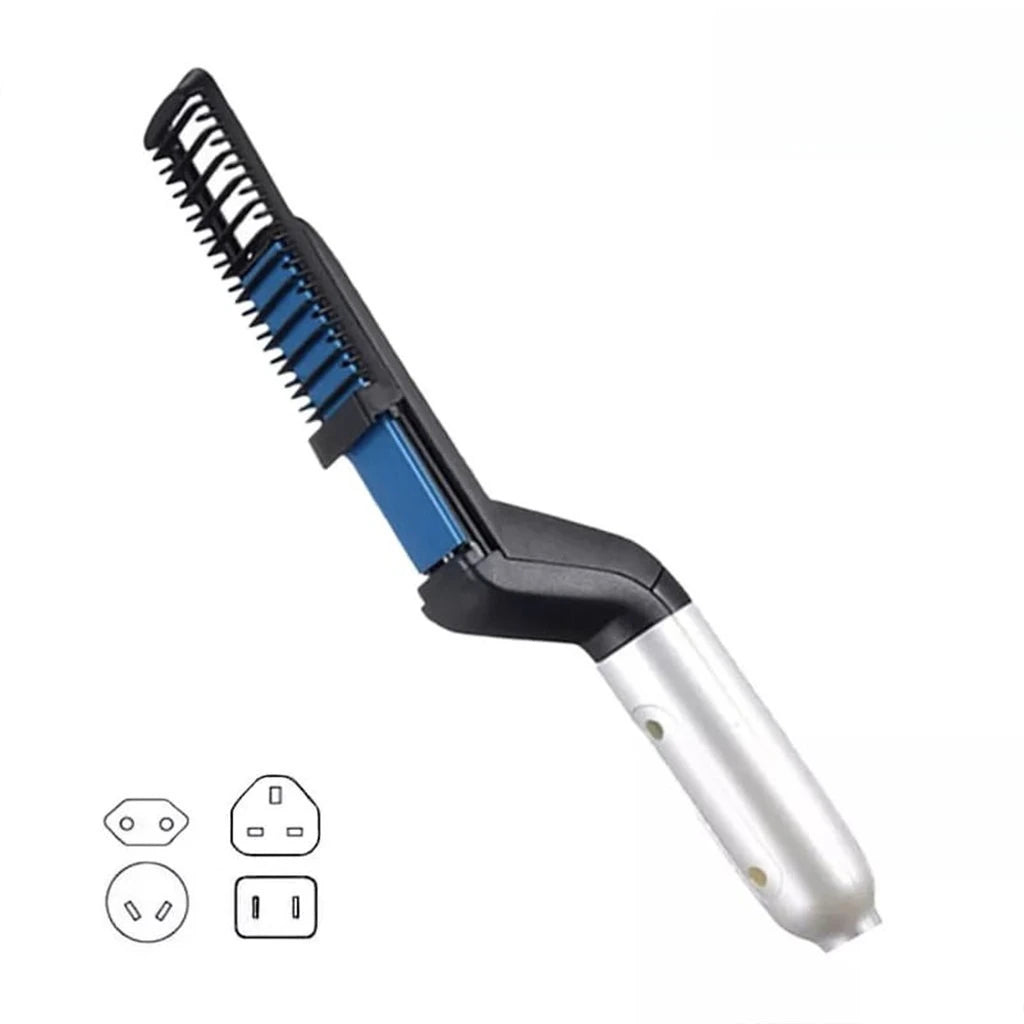 Men's Curling Kit with Rechargeable Electric Straightening Brush for Hair and Beard - Ideal for Barbers and Travel