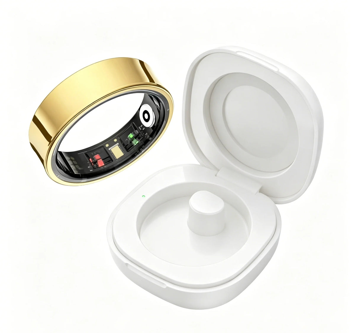 Unisex Smart Ring Health Tracker with Charging Case – Heart Rate & SpO2, Skin Temperature, Bluetooth Call, 5ATM Waterproof for Android & iOS