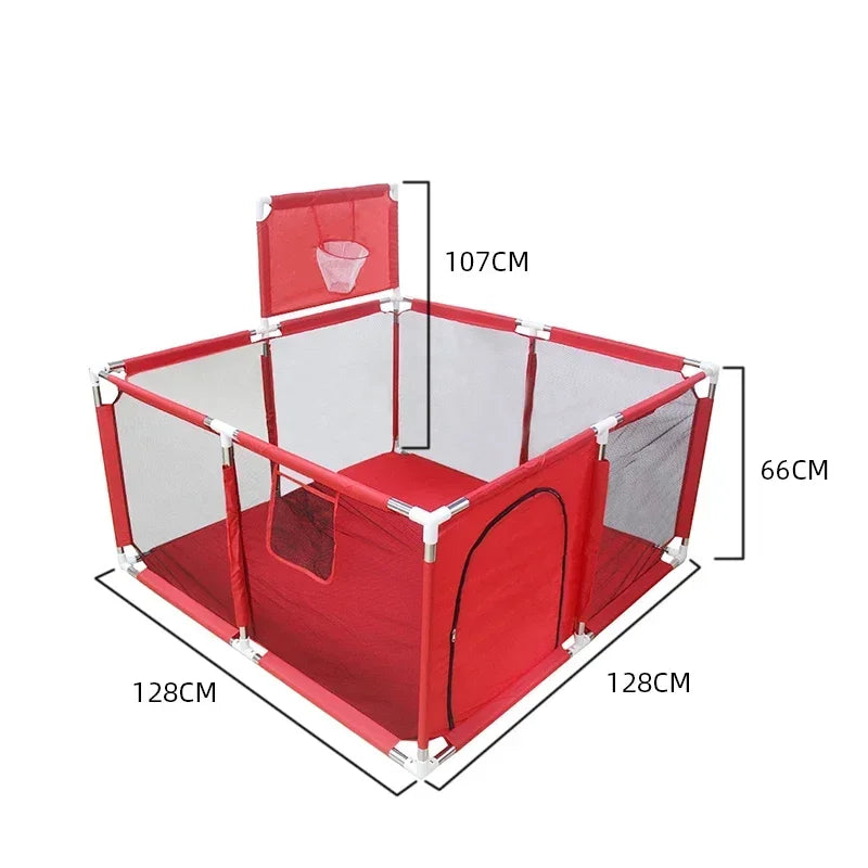 Square Baby Playpen 50.4 x 50.4 x 26 in (128 x 128 x 66 cm) Toddler Play Yard Ball Pit Safety Fence