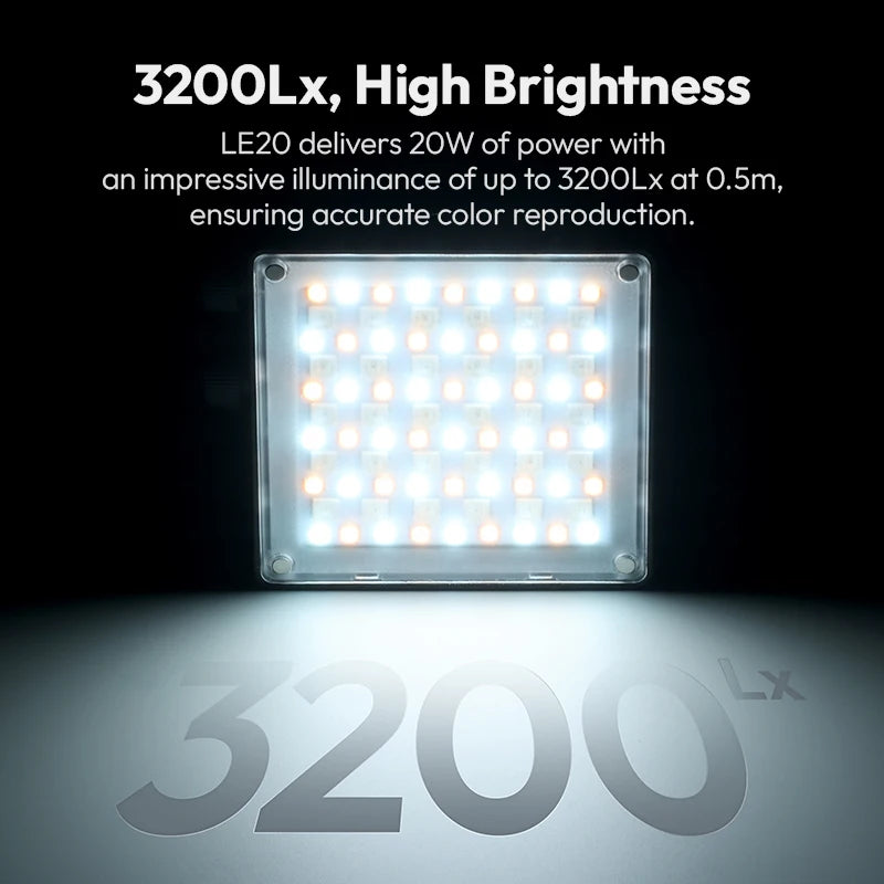 20W RGB Pocket LED Light CRI 95+ — USB-C Rechargeable Video & Photography Light for Portraits, Food & Still Life