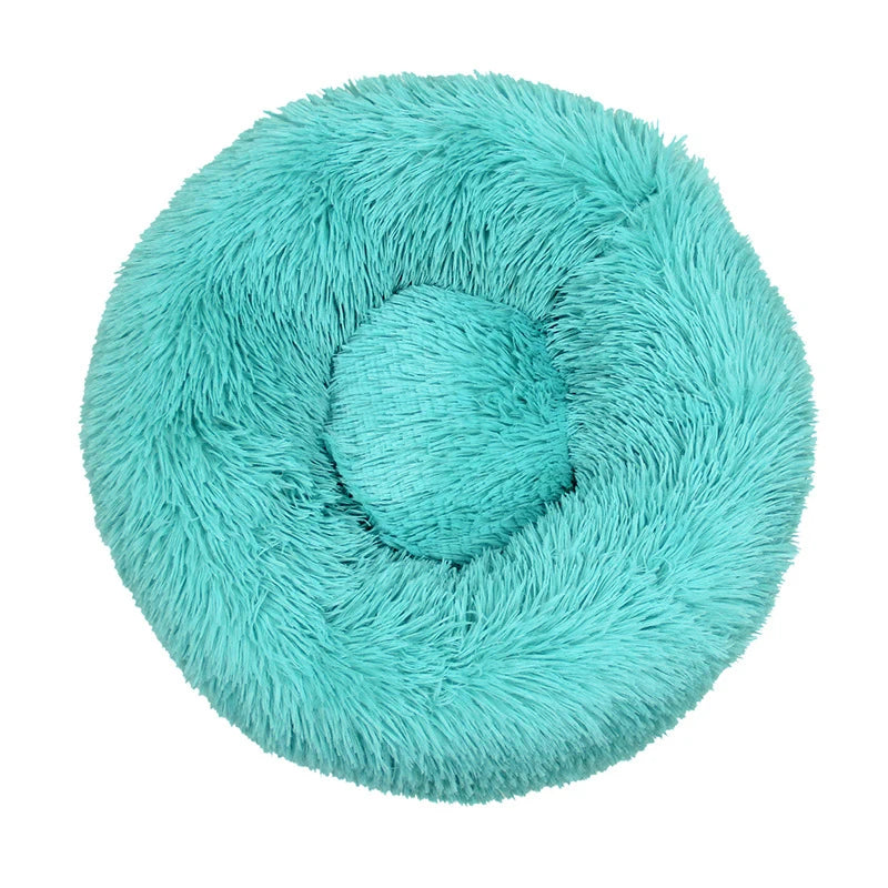 Round Plush Pet Bed 40–100cm (15.7–39.4 in) — Super Soft Long Plush Dog & Cat Bed, Winter Warm Nest