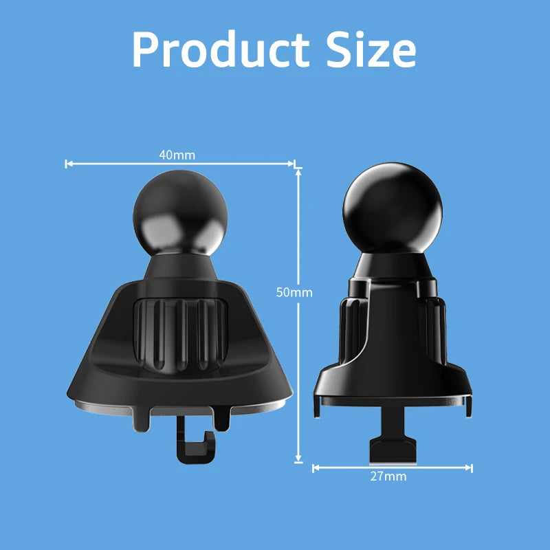 Universal 17mm (0.67 in) Ball Head Base for Car Air Vent Mount — Metal Hook Phone Holder Adapter