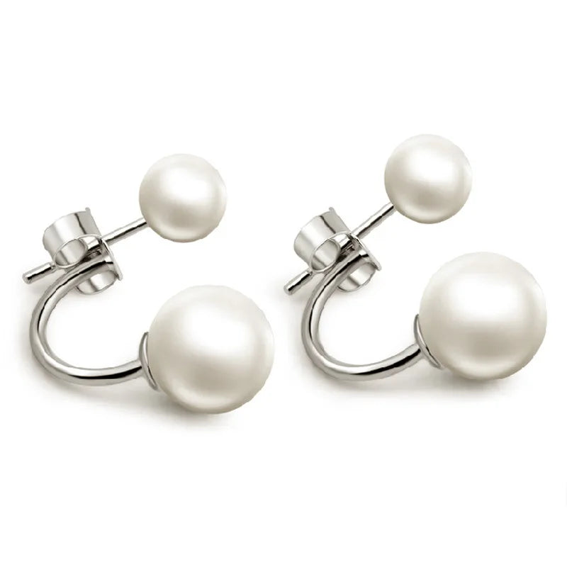 Gold Bridal Drop Earrings with Simulated Pearls & Crystal Rhinestones — 6 cm (2.36 in) Dangle Statement Earrings for Wedding & Bridesmaids