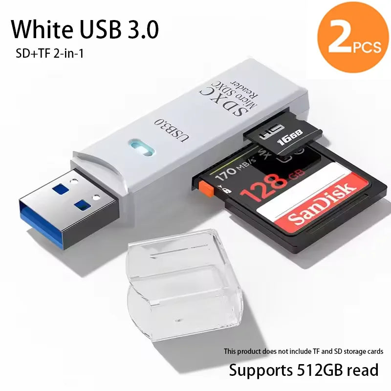 USB 3.0 2-in-1 Multi-Function Card Reader Micro SD TF & USB Flash Drive Adapter for PC Laptop