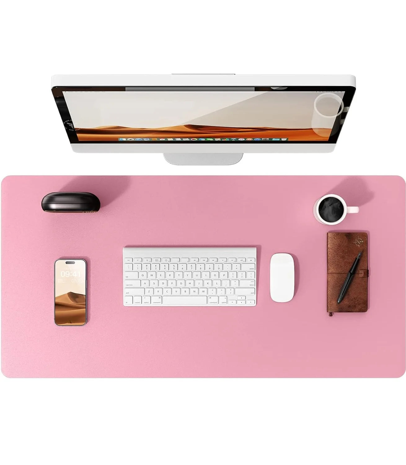 Large PU Leather Desk Pad - Non-Slip Waterproof Office Mouse Pad & Laptop Desk Mat