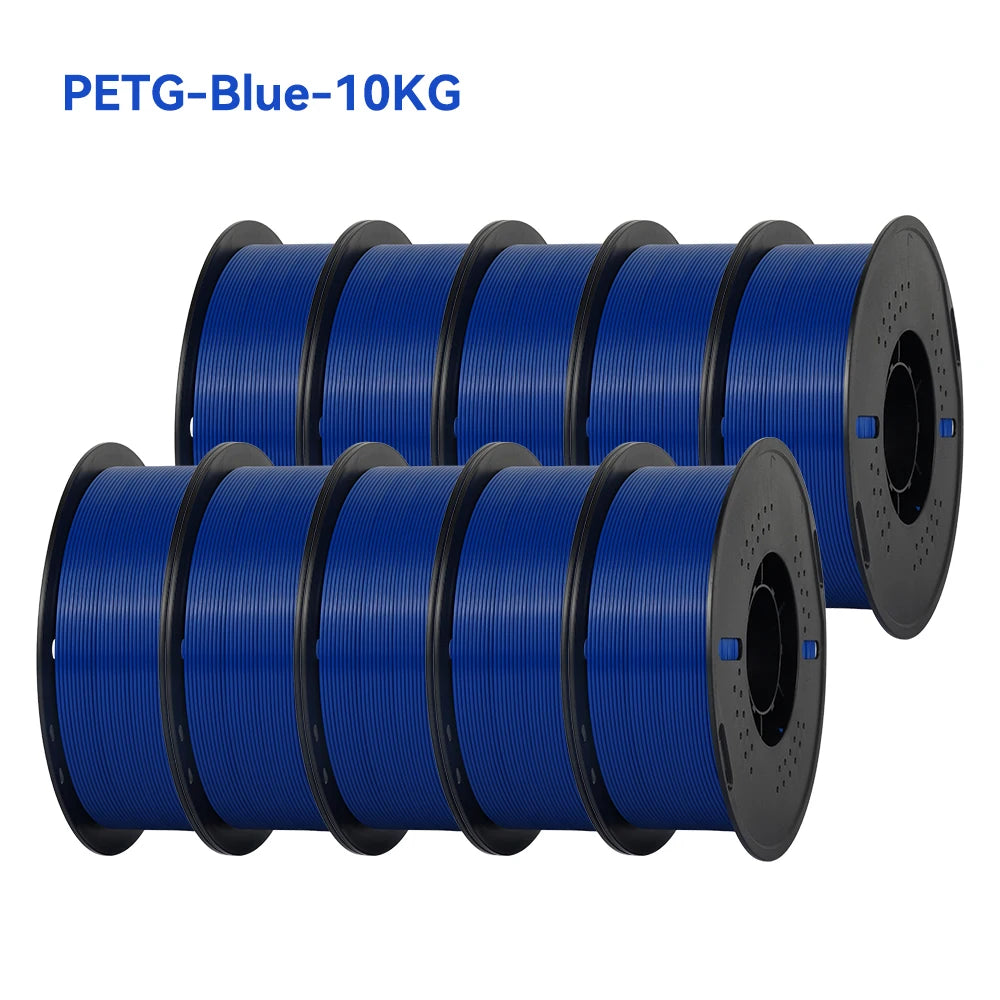 PLA and PETG 3D Printer Filament 10-Roll Pack — 1.75mm, 1kg (2.2 lb) Each — 10 kg (22 lb) Total, Assorted Colors, Eco-Friendly