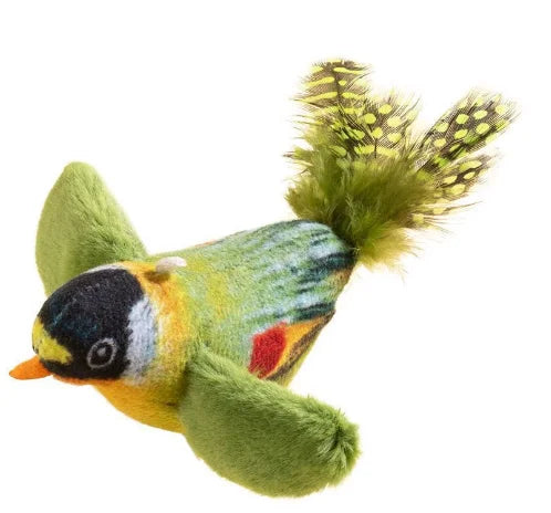 Rechargeable Interactive Cat Toy, Chirping Flapping Plush Bird with Catnip — Touch-Activated for Indoor Cats