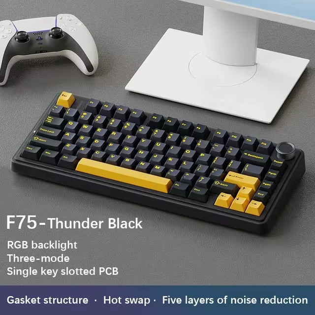 75% RGB Mechanical Gaming Keyboard — 2.4G Wireless, Bluetooth & Wired USB, Hot-Swap Switches, Gasket Mount, OEM Profile