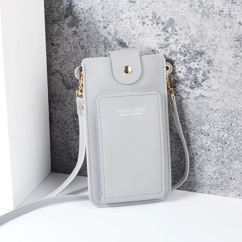 Solid Color Minimalist Shoulder Crossbody Phone Bag – Women's Card & Driver's License Wallet