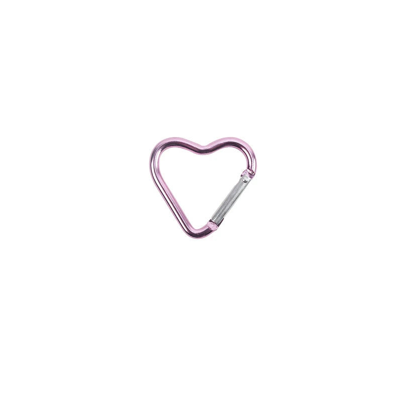 Heart-Shaped Aluminum Carabiner Keychain Clip for Keys, Water Bottles & Bags - Travel Hanging Hook
