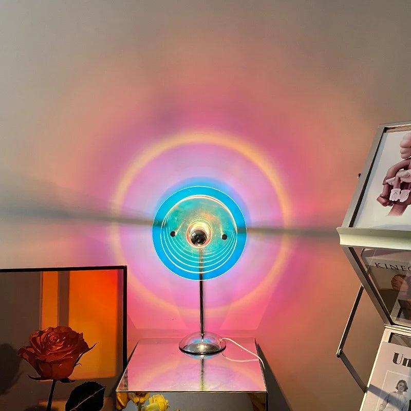 Sunset Projection Lamp USB LED Rainbow Night Light – Ambient Bedside & Photography Mood Light