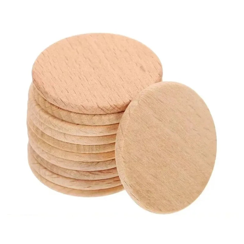 50/100 Pack 4–7 cm (1.57–2.76 in) Unfinished Beech Wood Rounds – Smooth DIY Craft Discs for Painting, Laser Engraving & Home Decor