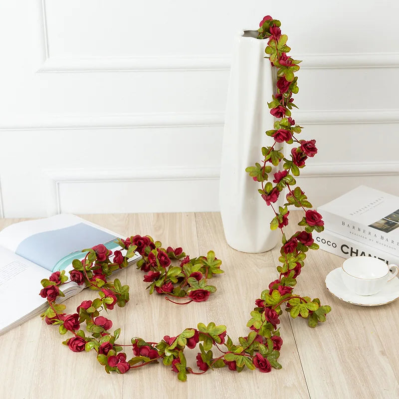 250 cm (98.4 in) Rose Artificial Flower Garland – Faux Rose Vine for Wedding, Christmas, Home & Garden Arch Decor