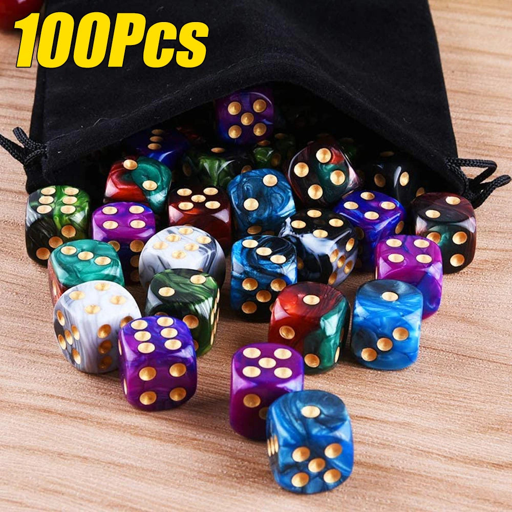 16mm (0.63 in) 6-Sided Acrylic Dice D6, 10/30/50/100 Pack Multicolor Round Corner for RPG Board Games & Math