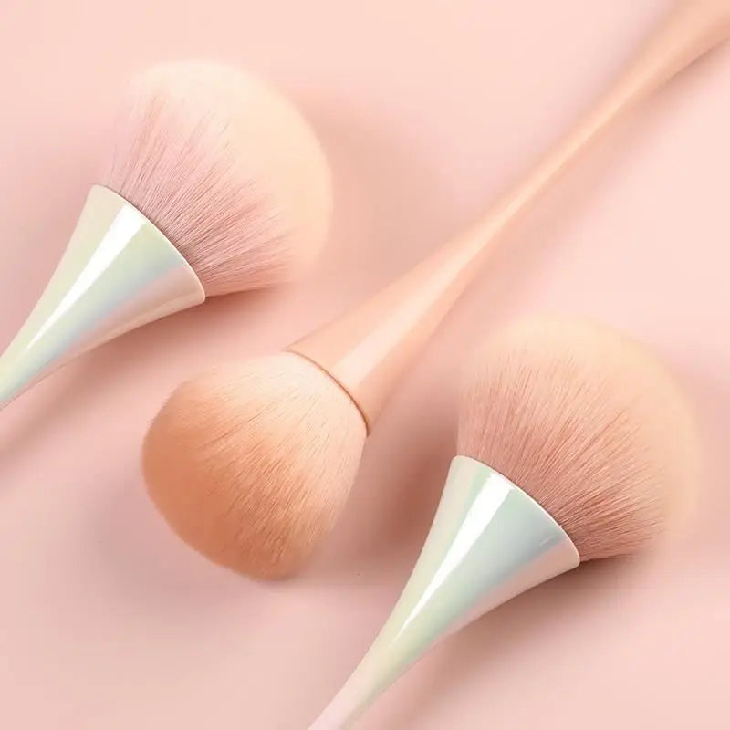 Large Soft Powder Makeup Brush, Gold Slim Handle, Synthetic Bristles for Face Blush & Contour