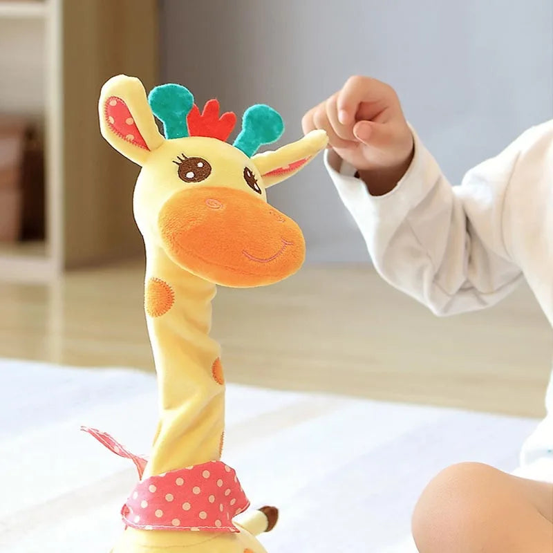 Dancing Talking Giraffe Plush Toy Repeats What You Say, 10 Songs, Adjustable Volume, Musical Glowing Light, 31–50 cm (12.2–19.7 in)
