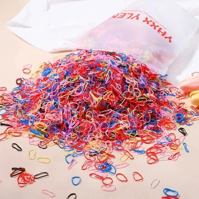 1000-Pack Colorful Small Elastic Hair Bands - Disposable Micro Ponytail Holders for Girls