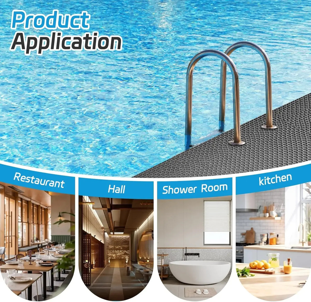 FanzyMarket PVC non-slip waterproof floor mat for bathroom, kitchen, or pool, featuring anti-slip design and quick-drying surface.