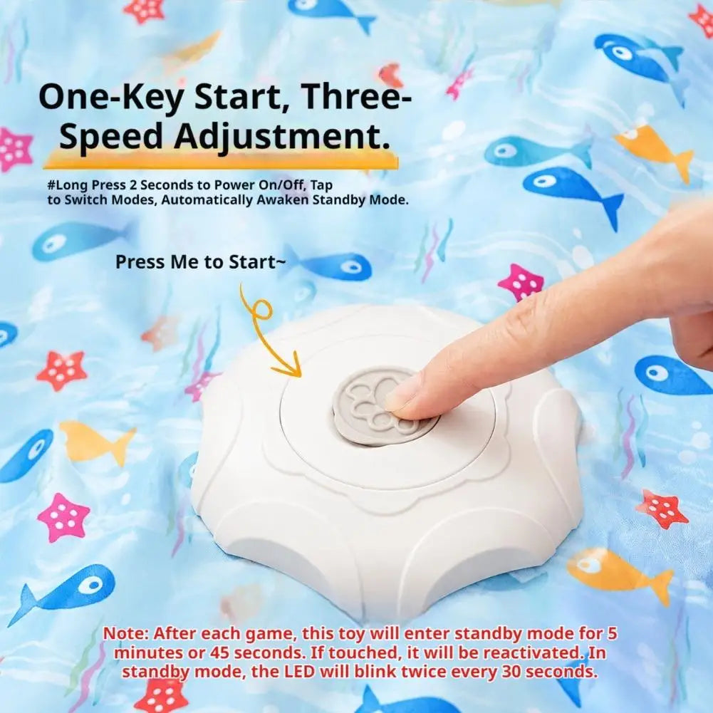 Interactive Electric Cat Toy Mat 65 x 65 cm (25.6 x 25.6 in) – 360° Random-Movement Feather Teaser Hide-and-Seek Automatic Hunting Toy