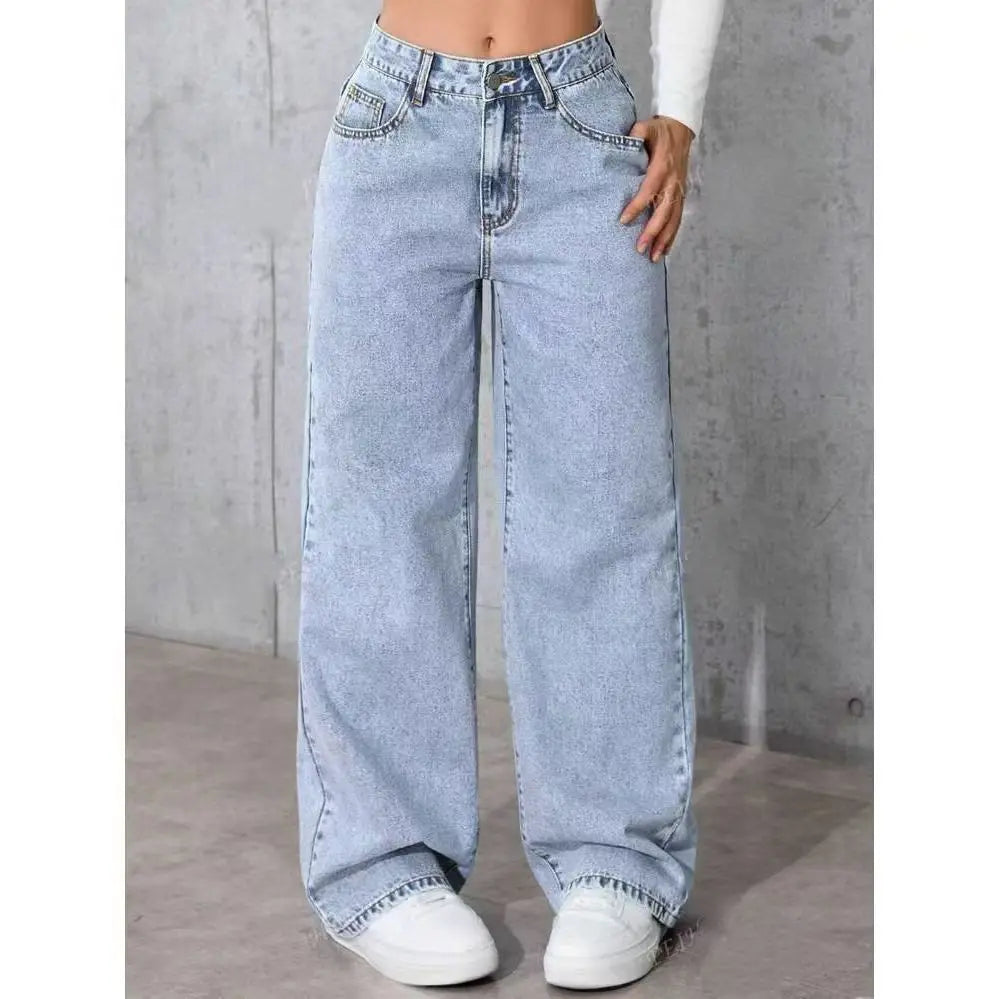 Women's High-Waist Wide-Leg Jeans S-5XL - Plus Size Straight-Leg Loose Casual Pants