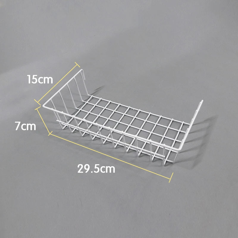 Wall Mounted Wire Grid Organizer with Removable Baskets, Hooks and Shelves, Iron Mesh Storage Panel