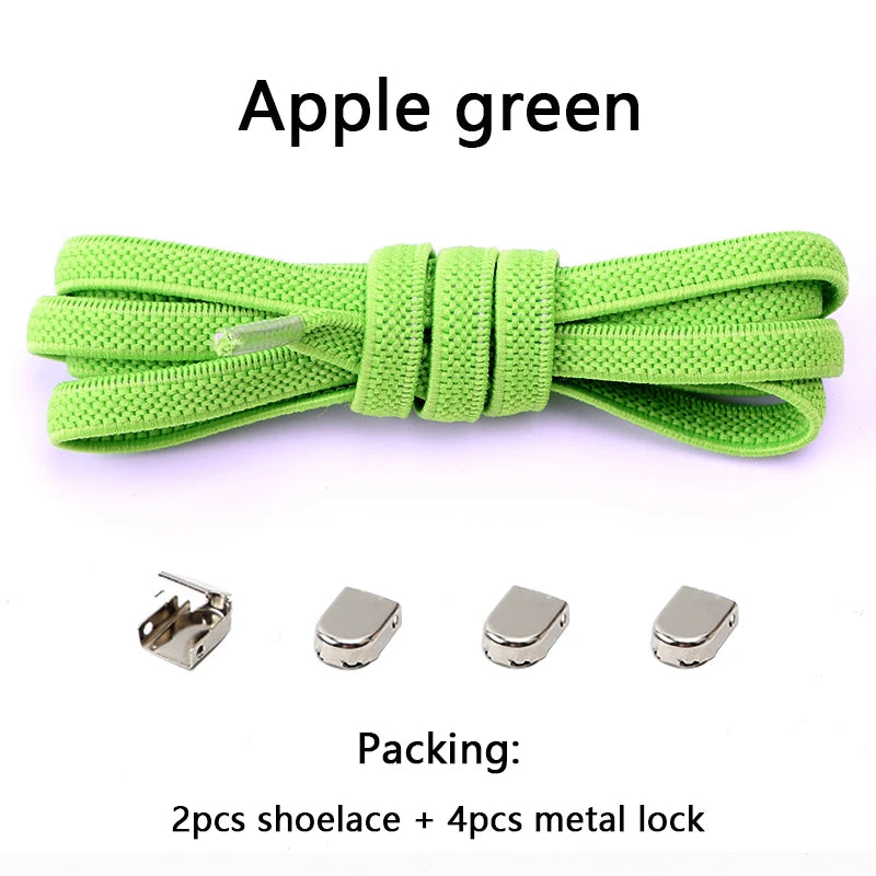No-Tie Elastic Shoelaces with Metal Buckles – 1 Pair Quick Laces, One Size Fits All for Adults & Kids (105 cm / 41.3 in)