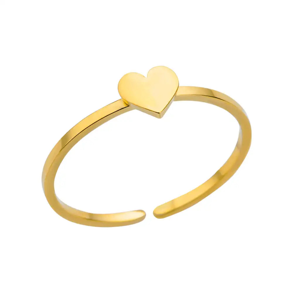 316L Stainless Steel Gold-Tone Women's Ring – Hypoallergenic Classic Tension-Set Wedding & Couple Ring