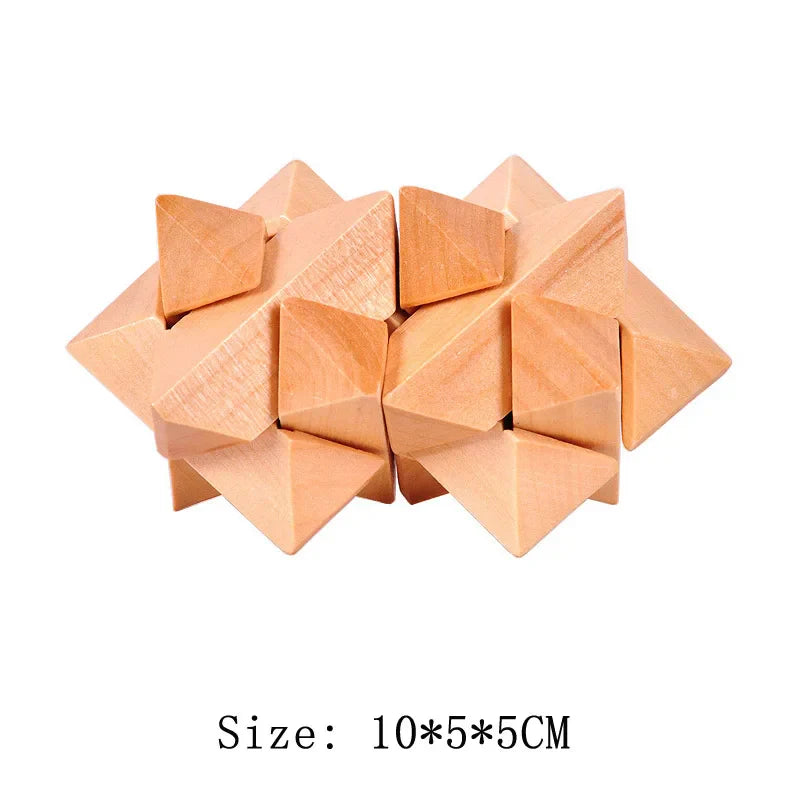 Wooden Lu Ban Brain Teaser 3D Puzzle – Educational Logic Game for Kids & Adults