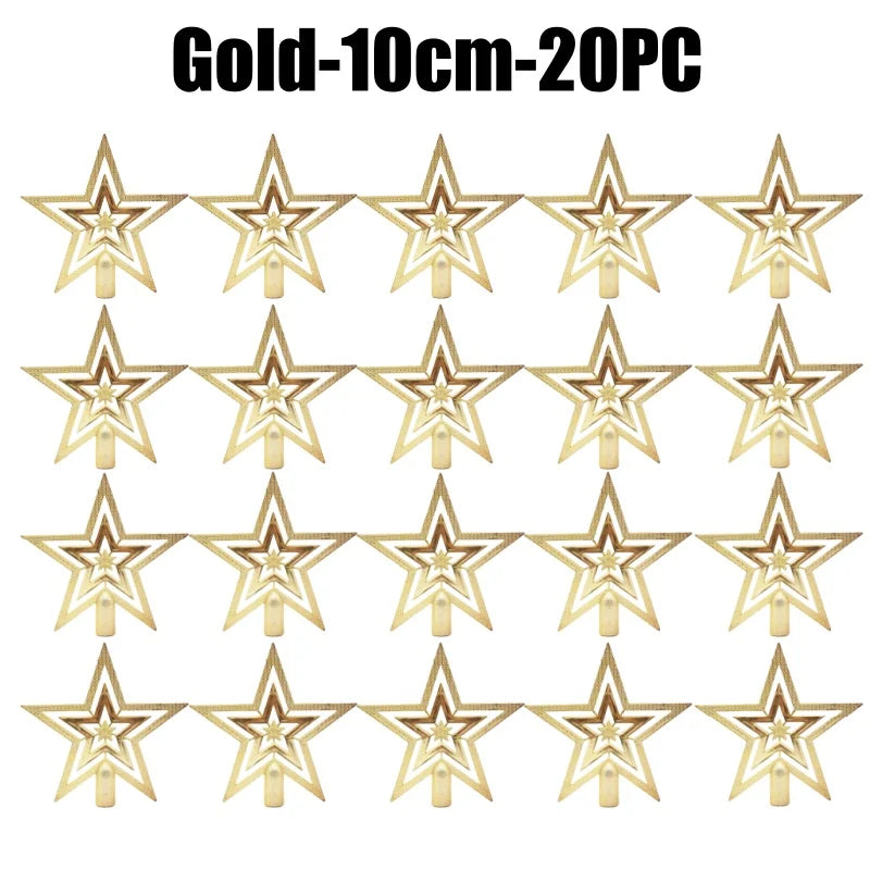 Star Christmas Tree Topper Gold & Red Shimmer 4 in / 8 in (10 / 20 cm) Holiday Tree Decoration