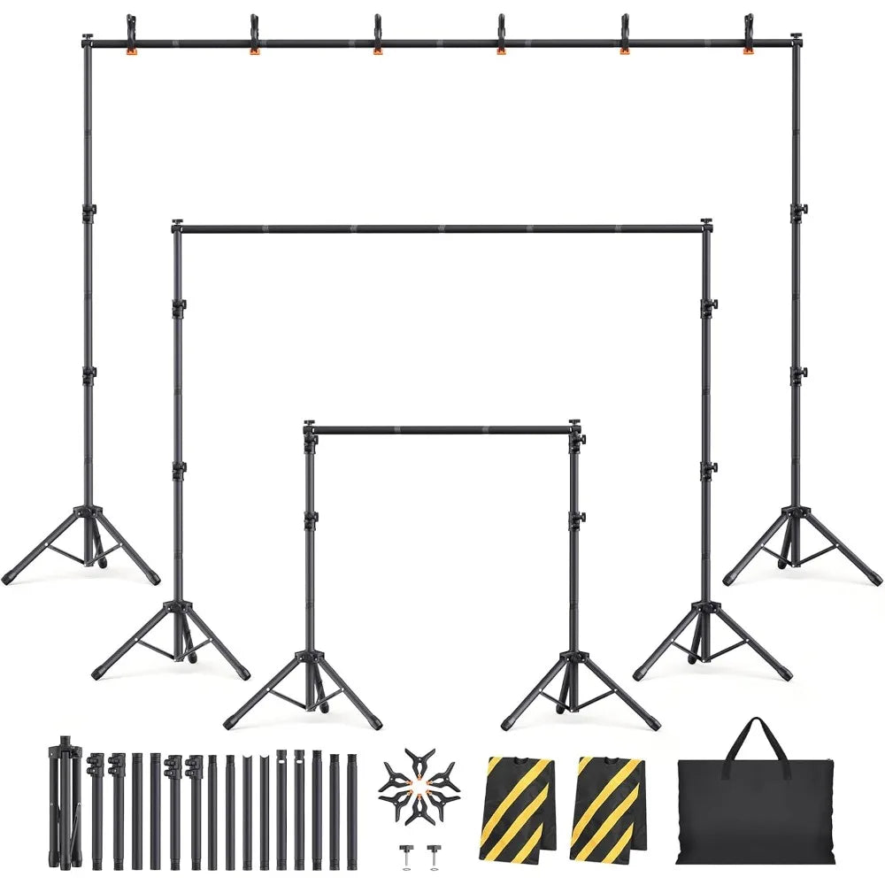 Adjustable Backdrop Stand Kit – 6 Width Options, Extends to 10 x 7.5 ft (305 x 229 cm) for Photography & Event Backdrops