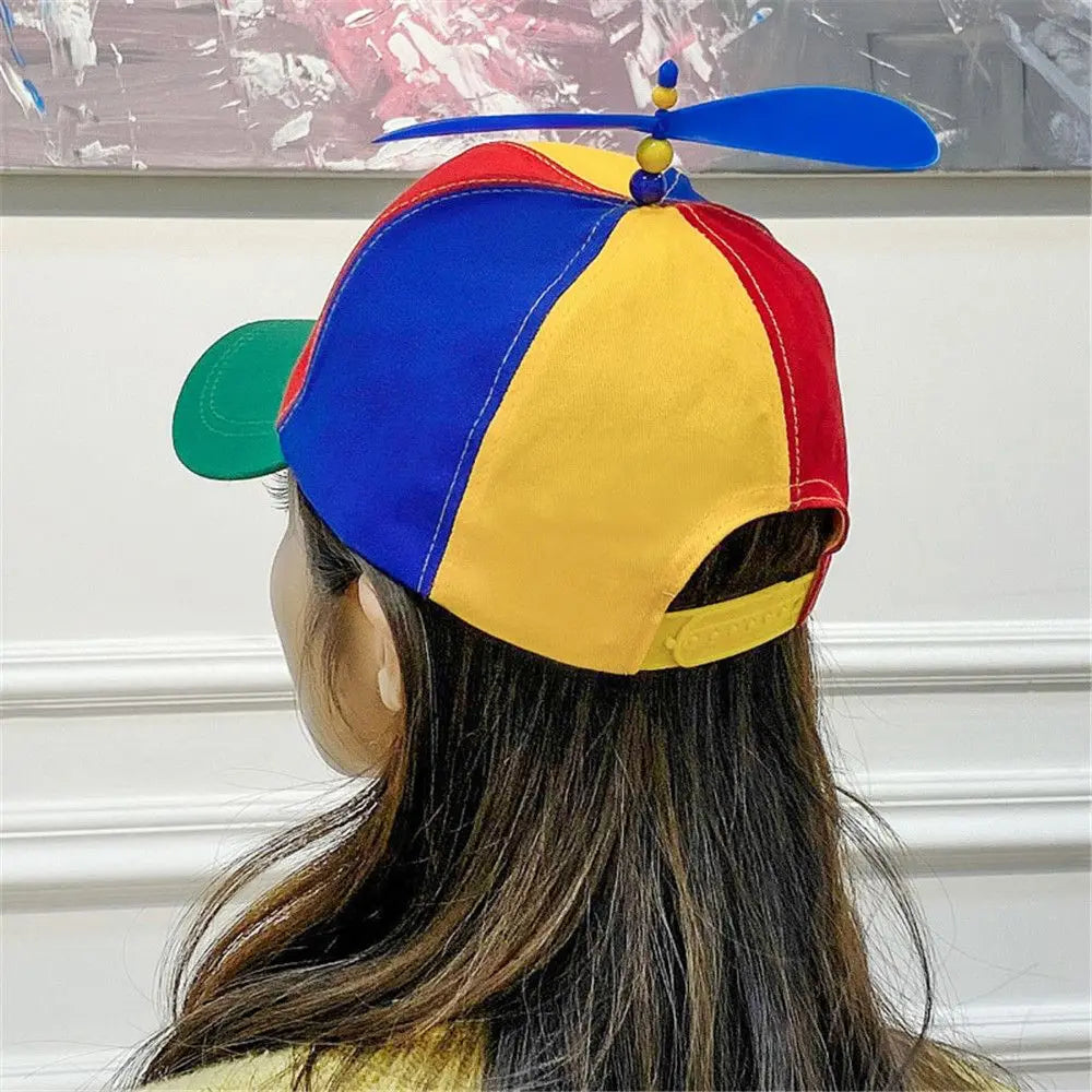 Helicopter Propeller Snapback Hat - Rainbow Windmill Baseball Cap, Adjustable Novelty Dad Hat for Kids & Adults