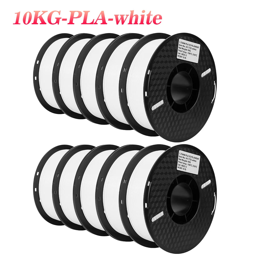 10kg (22lb) Multicolor PLA Filament – 10 × 1kg (2.2lb) Spools, 1.75mm for FDM 3D Printing