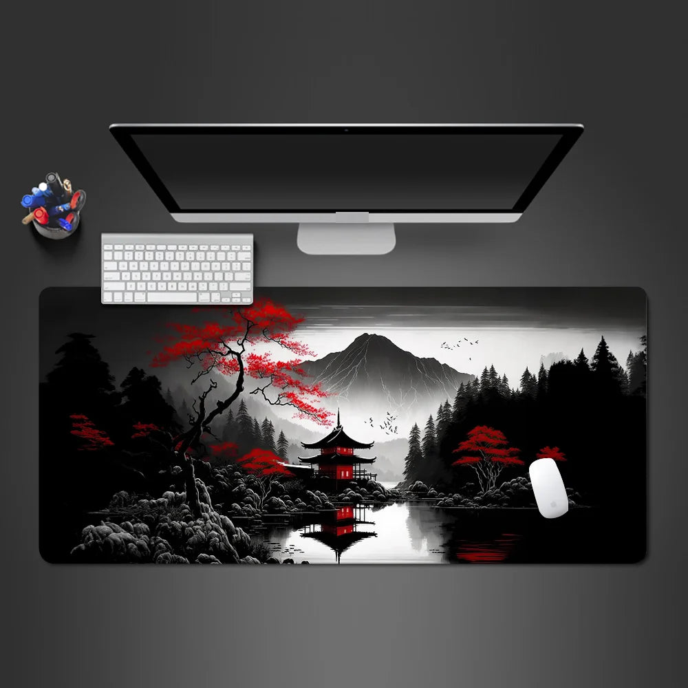 Sakura Cherry Blossom XXL Extended Gaming Desk Mat – 39.4 x 19.7 x 0.12 in (1000 x 500 x 3 mm) Keyboard & Mouse Pad, Non-Slip Stitched Edge