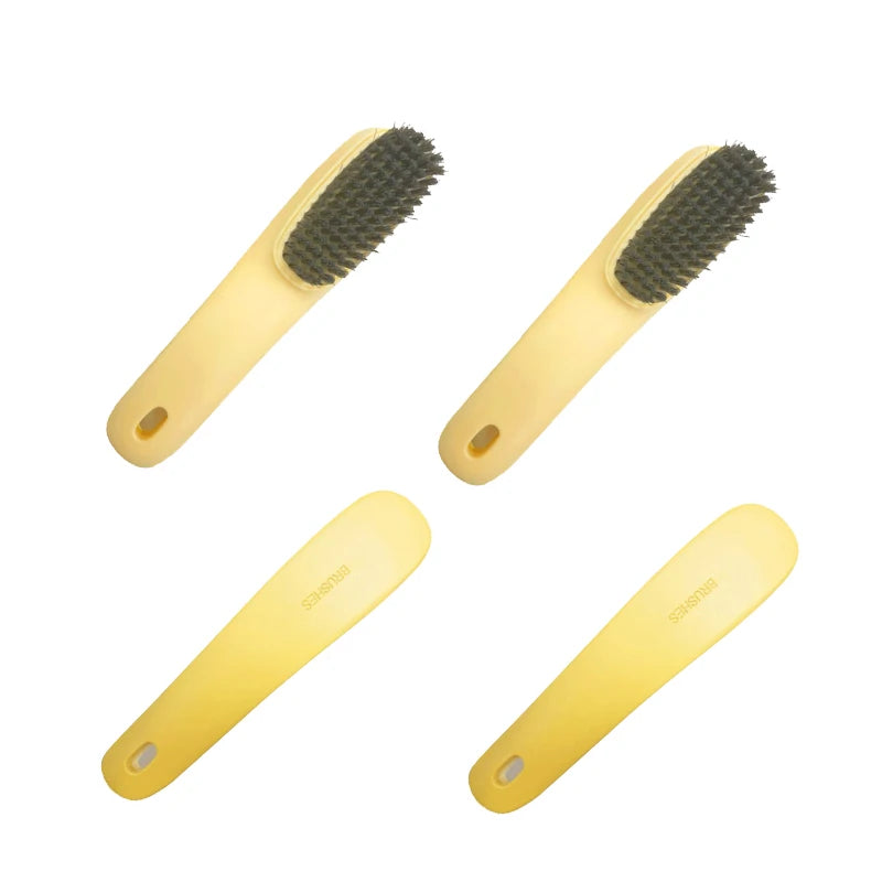 Multi-Purpose Shoe & Clothes Cleaning Brush – Plastic Scrub Brush (17 x 4 x 3 cm / 6.7 x 1.6 x 1.2 in) – 1/2/4-Pack