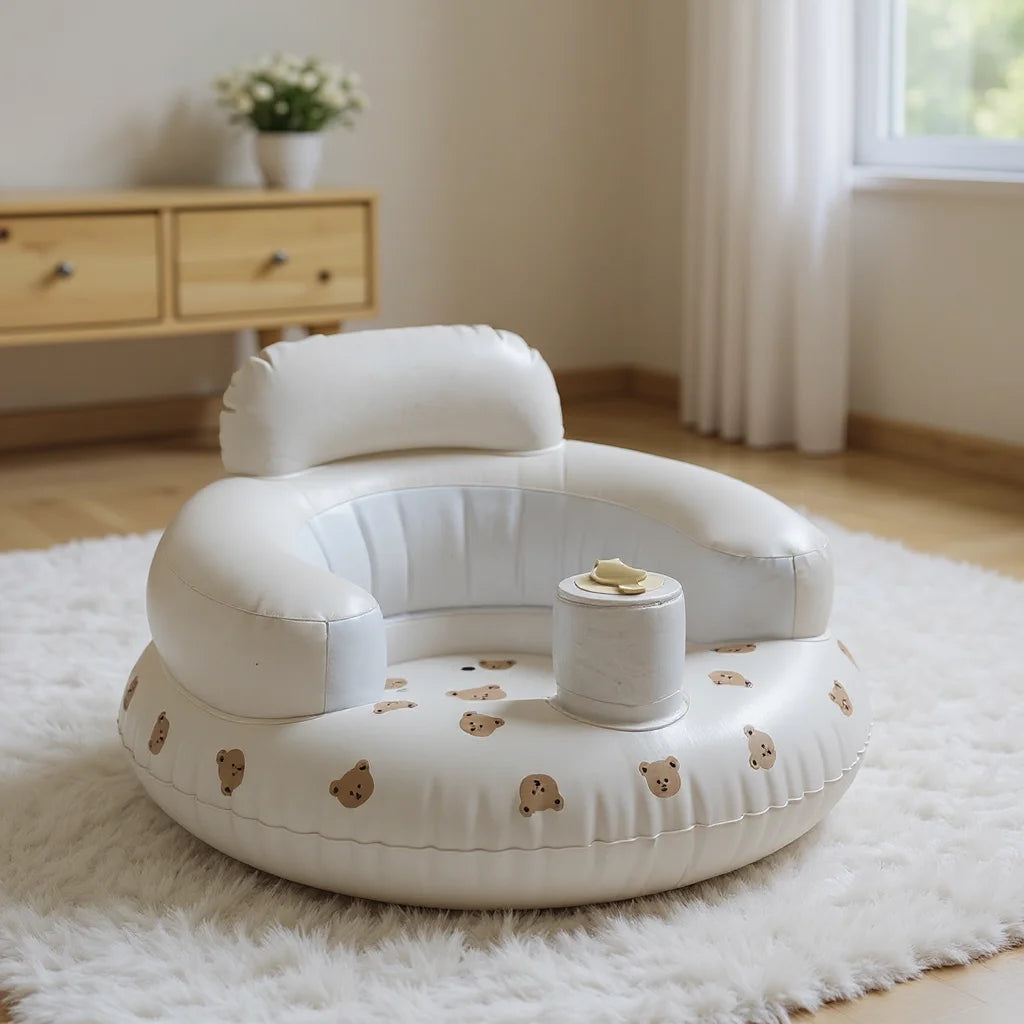 Portable Inflatable Baby Seat — PVC Infant Sofa & Bath Stool, Multifunctional Learning/Sitting Practice Chair (57×48×35 cm / 22.4×18.9×13.8 in)