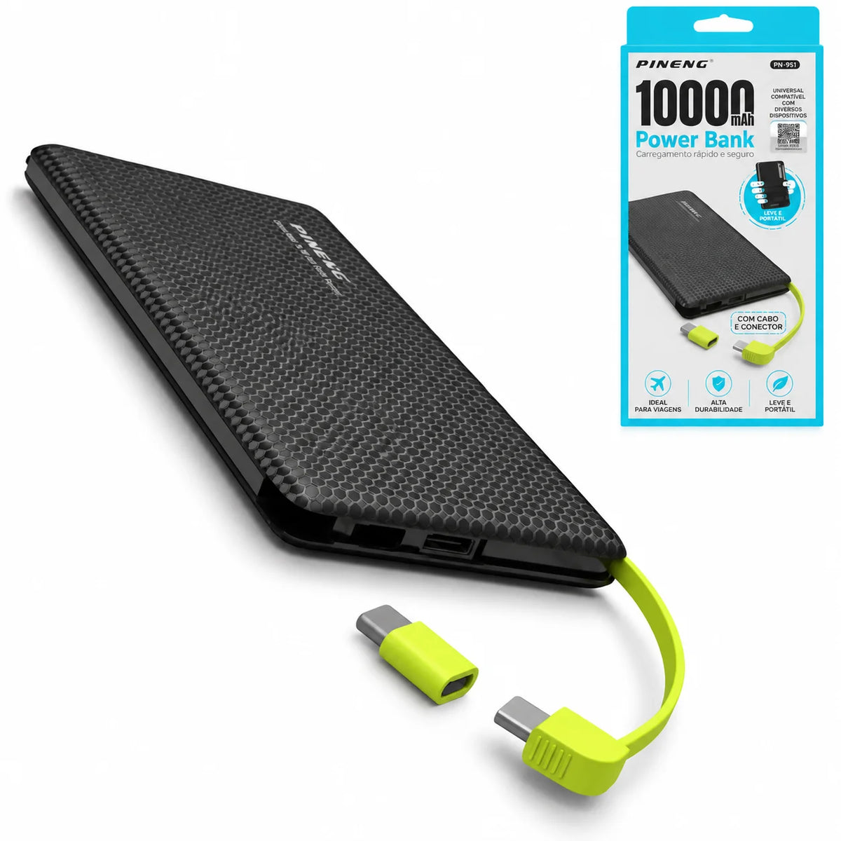 Power Bank Portátil 5000/10000mAh Bateria Externa Compacta Carregamento Rápido USB-C Lightning Micro USB