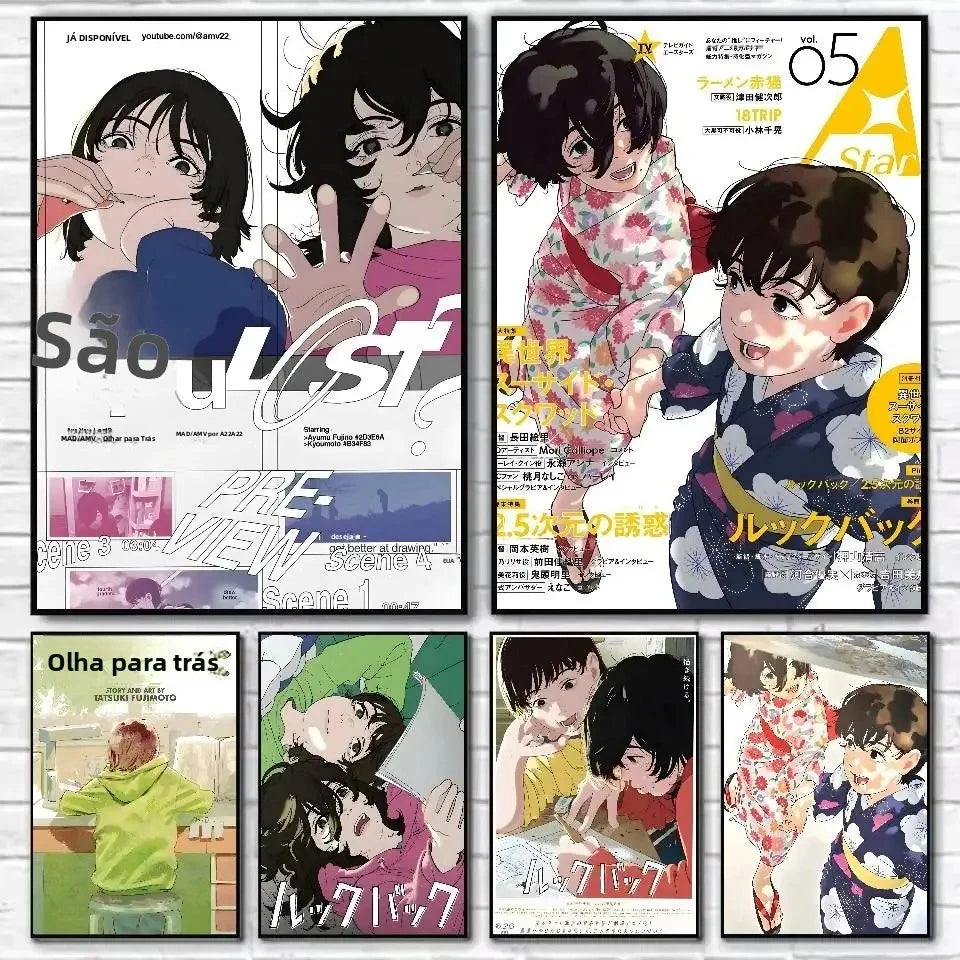 Anime Look Back Poster Removable Waterproof Sticky Wall Art Aesthetic Decor for Living Room Bedroom Bar