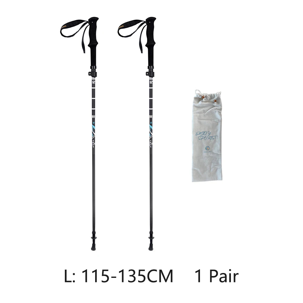 Ultra-Light Carbon Fiber Folding Trekking Pole Adjustable 110–130 cm (43–51 in) Collapsible Hiking and Walking Stick