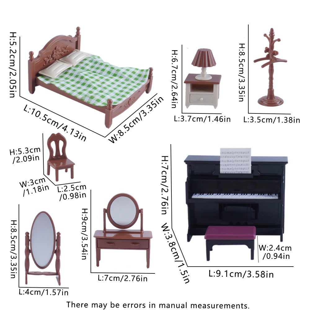 1:12 Miniature Dollhouse Furniture Set - Bathroom, Kitchen & Living Room Accessories Toy Gift for Kids