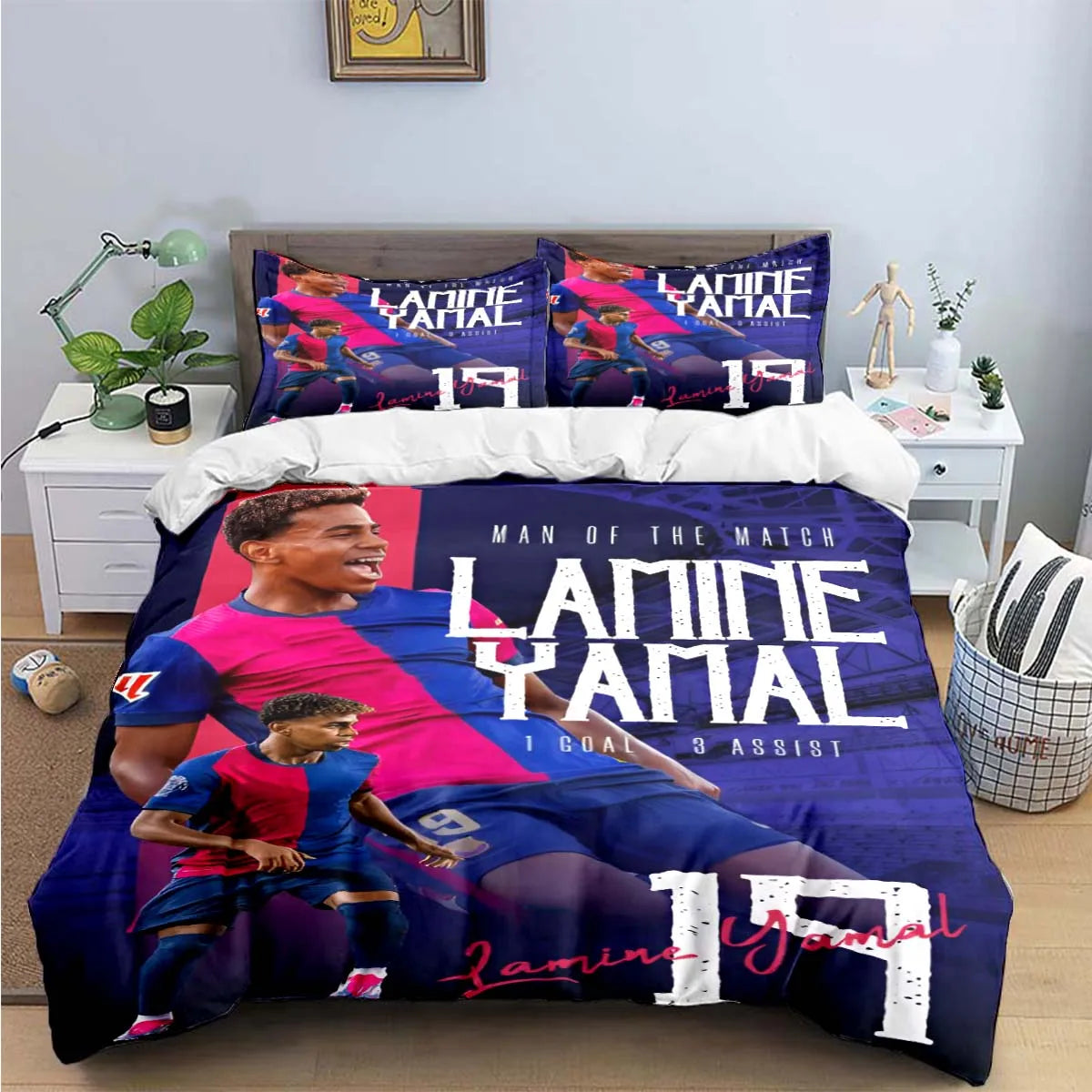 3-Piece Football 3D Print Microfiber Duvet Cover Set with Pillowcases – Soft Hypoallergenic Bedding