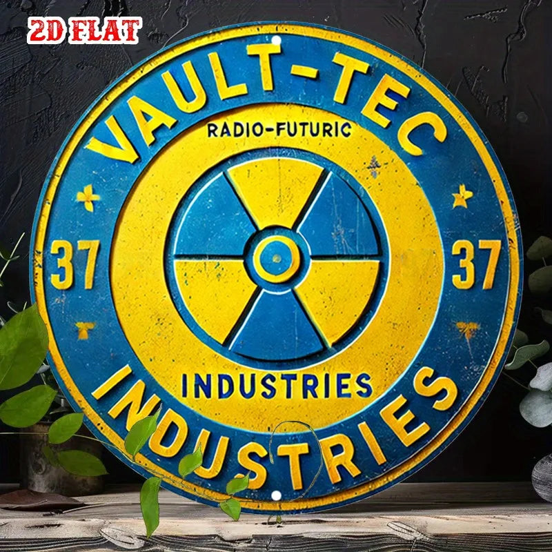 Blue Round Aluminum Sign 7.87 in (20 cm) Industrial Wall Plaque - 1-Pack