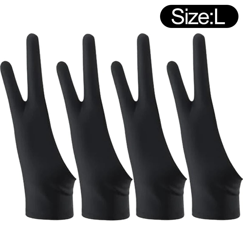 Two-Finger Artist Drawing Glove for Tablet & iPad – Touchscreen Anti-Fouling Ambidextrous Glove, Black