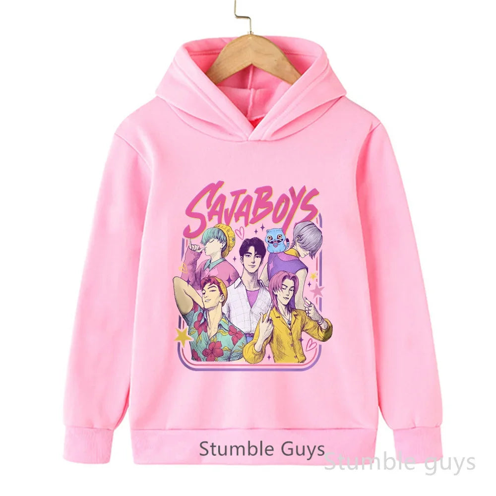 Kids Anime Demon Hunters Hoodie - K-Pop Style Warm Casual Sweatshirt for Boys & Girls